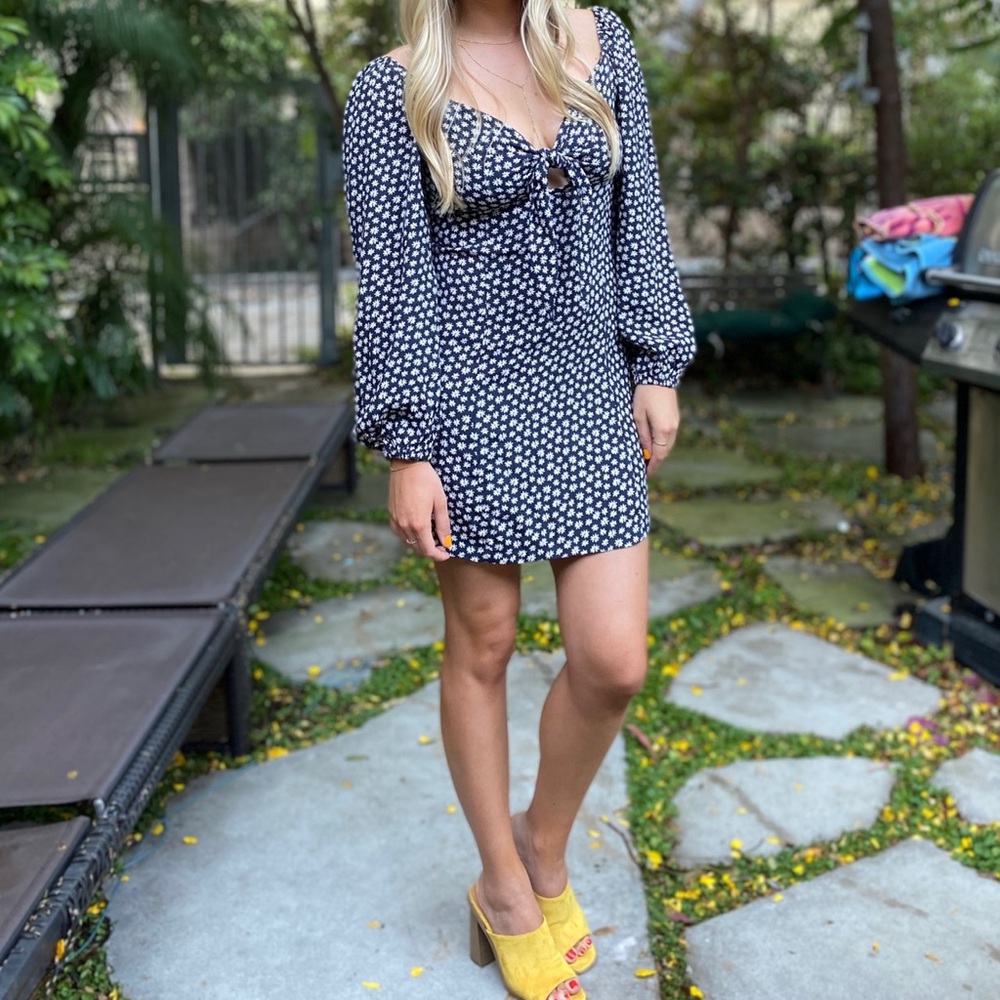 Floral Puff long sleeve dress